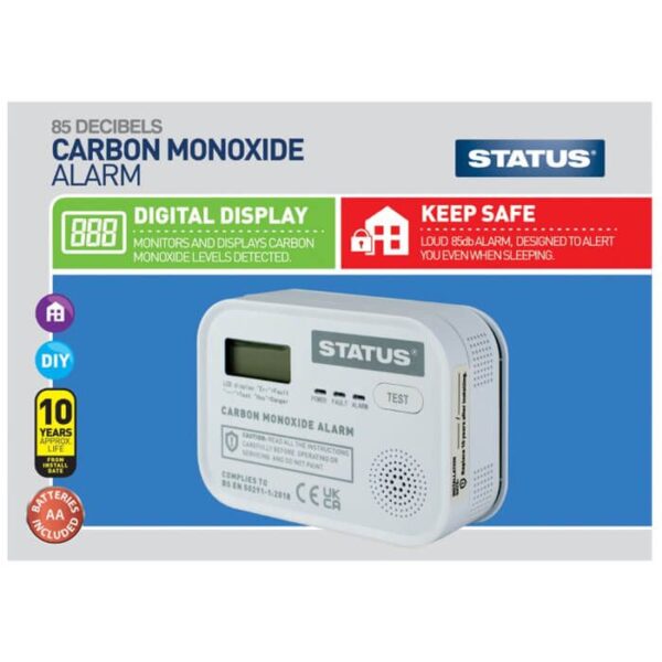 Status Digital Carbon Monoxide Alarm SDCMA3XAA Carbon Monoxide Detector