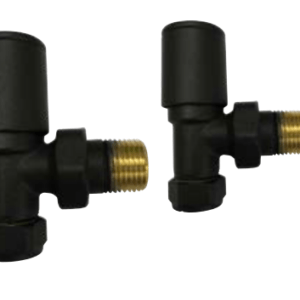 K.RAD Modern Towel Rail Valve Pair Straight Black-STR