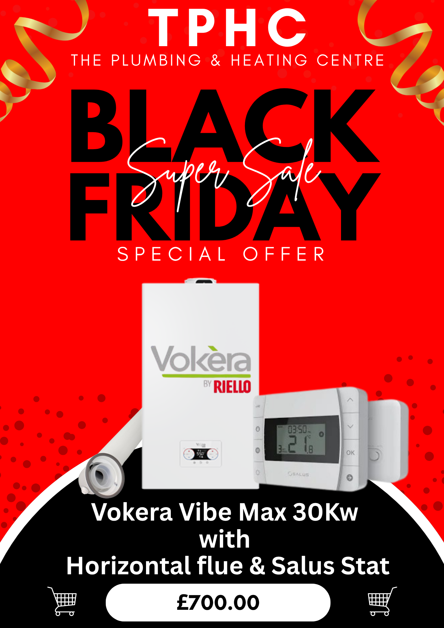 Vokera Vibe Max 30Kw with Horizontal flue & Salus Stat