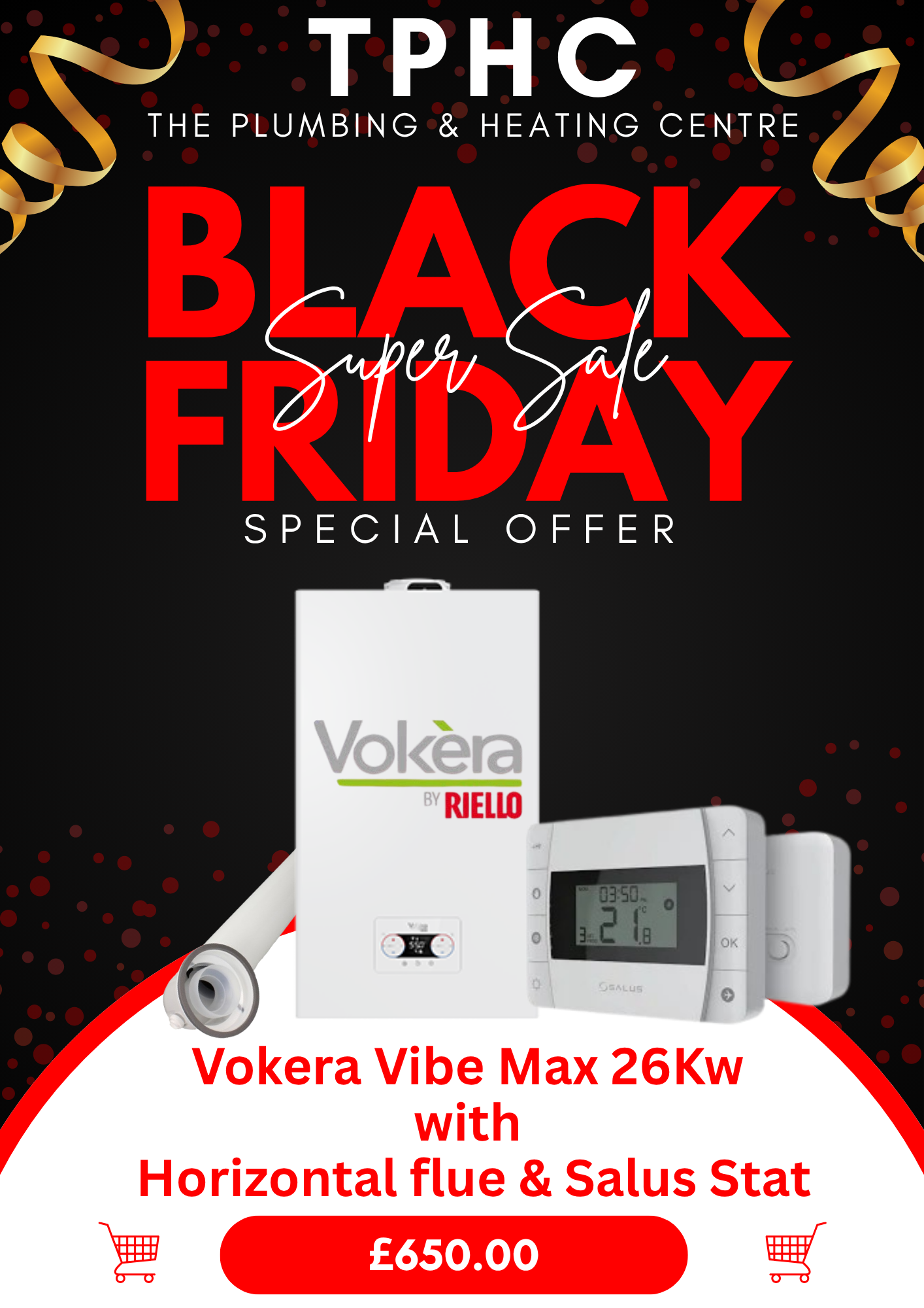 Vokera Vibe Max 26Kw with Horizontal flue & Salus Stat