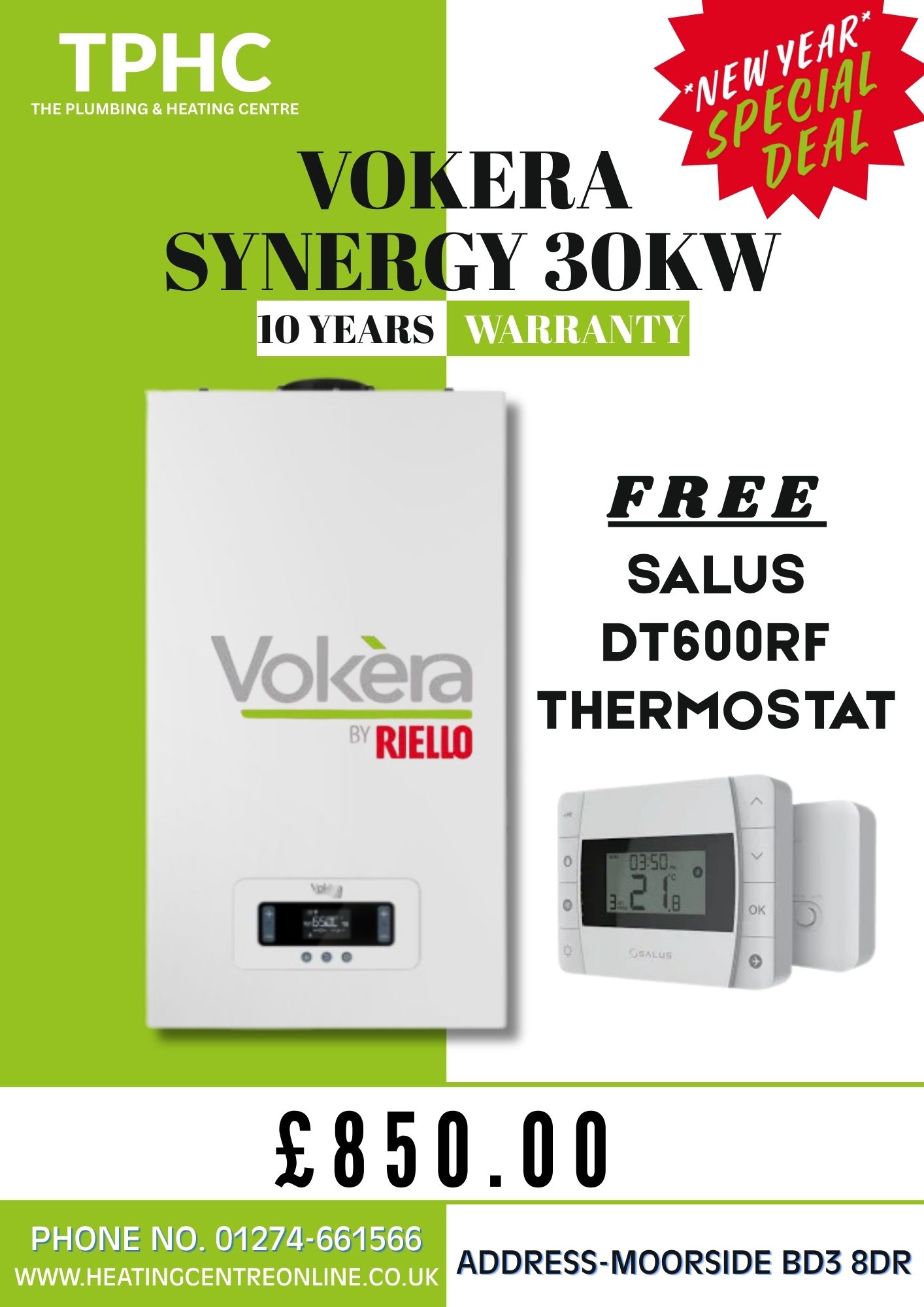 VOKERA SYNERGY 30KW Free SALUS dt600rf THERMOSTAT